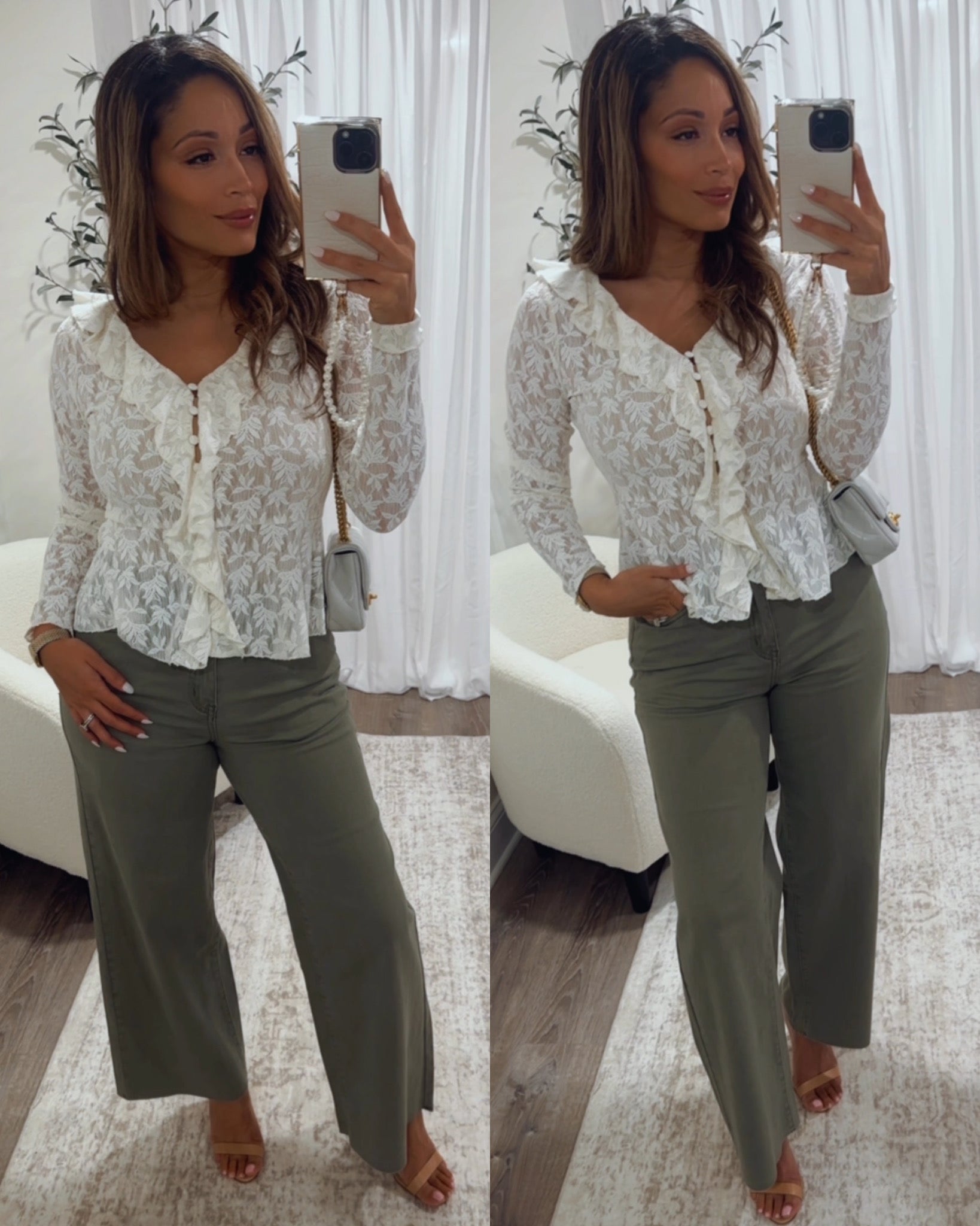 woman's sage high waisted pants