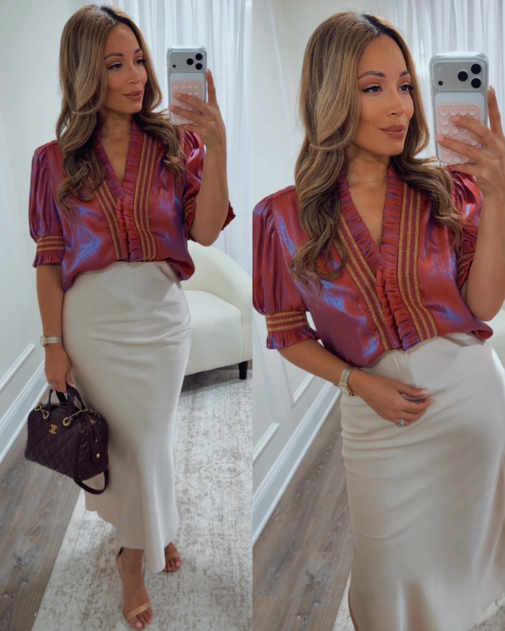 WINTER WISHES RUFFLE BLOUSE