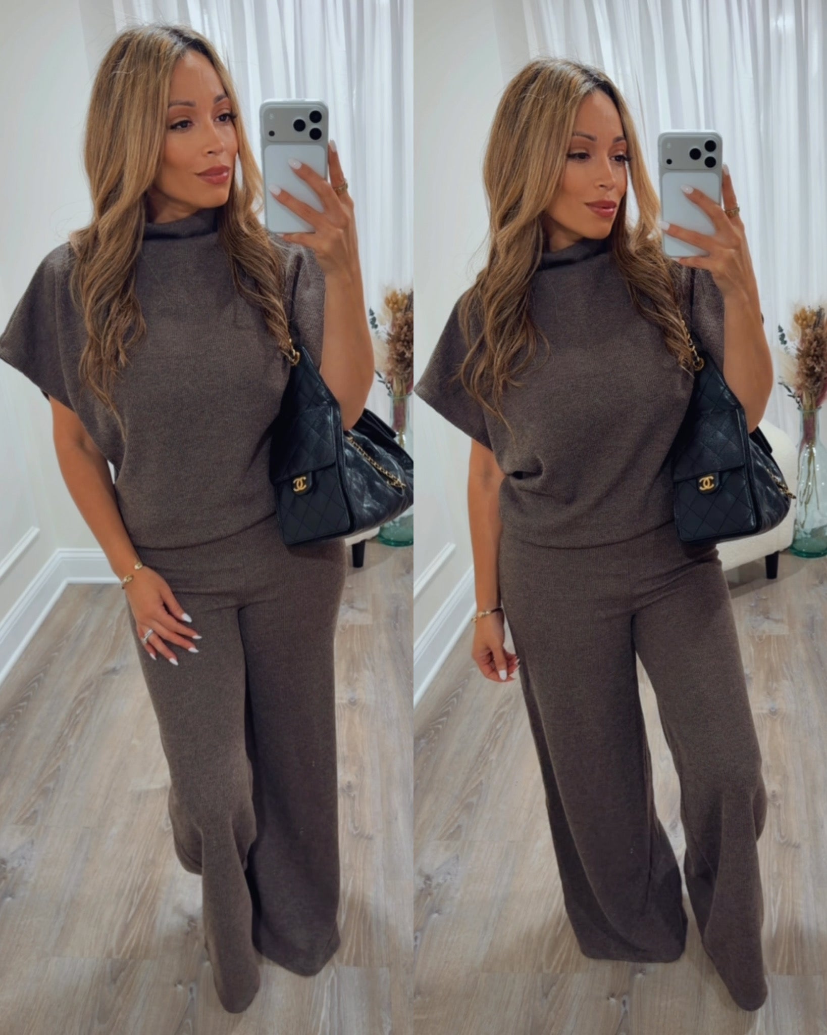 cozy charcoal pants lounge set