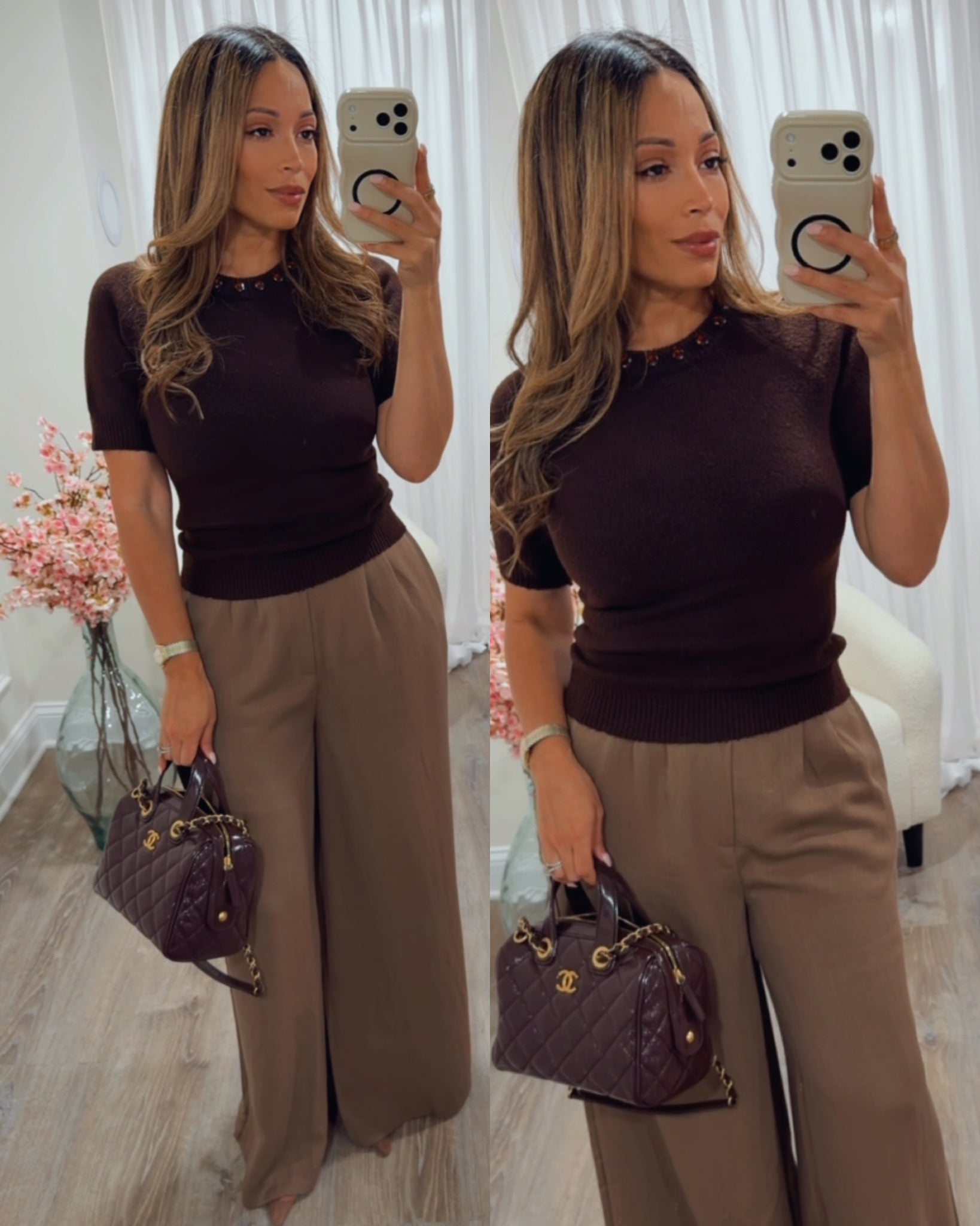 Enter Autumn Embellished Jewel Neck Sweater Top