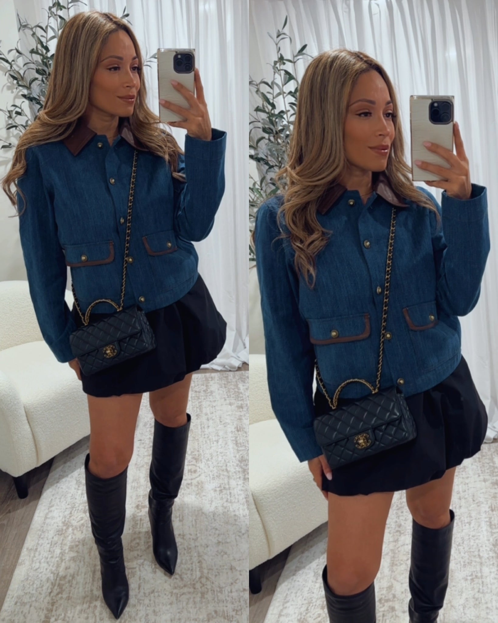 CRISP LEAVES DENIM JACKET