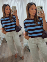COZY VIBES ONLY CROPPED STRIPED SWEATER