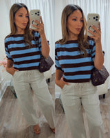 COZY VIBES ONLY CROPPED STRIPED SWEATER