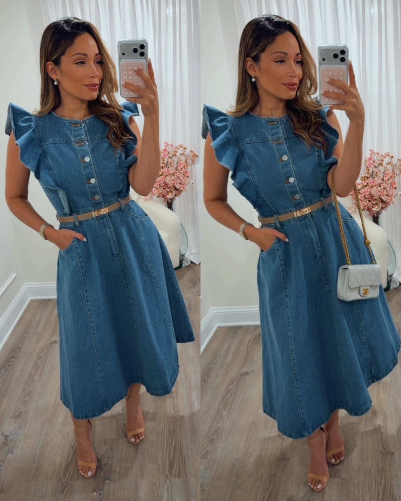 SPRITZ HOUR DENIM MIDI DRESS