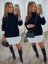 CARRIE CONTRAST SWEATER DRESS-SHIPS 9/21