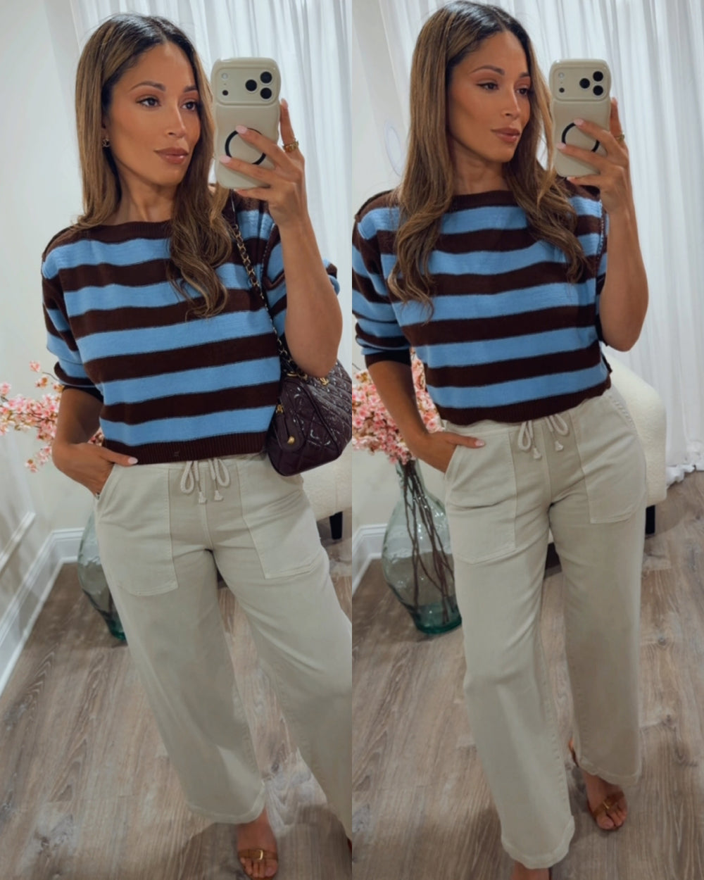 COZY VIBES ONLY CROPPED STRIPED SWEATER