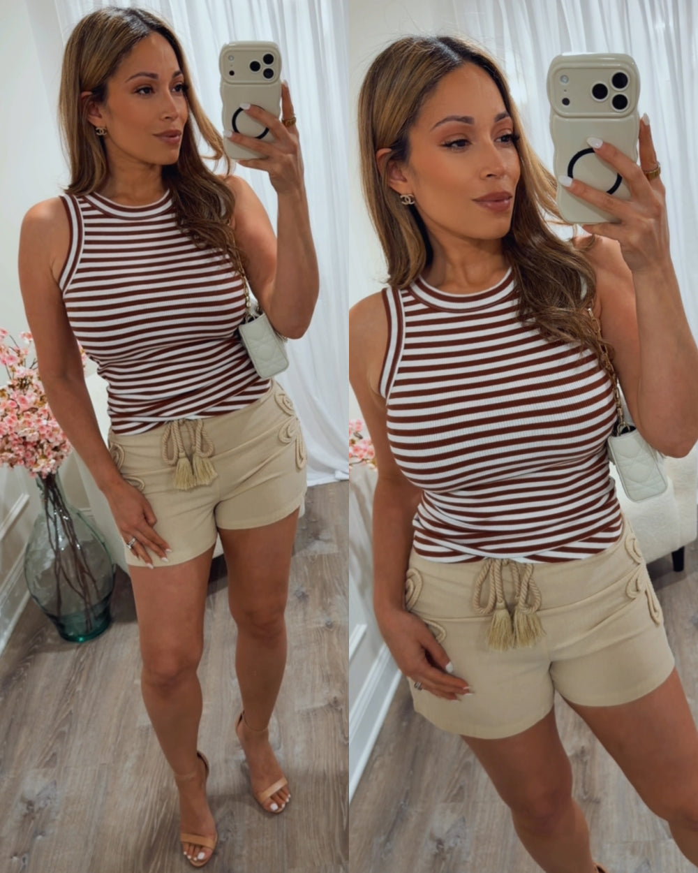 SARA STRIPED RIBBED TANK