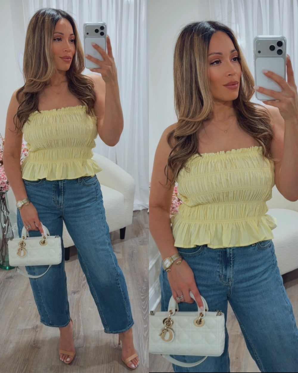 SUMMER VIBES SMOCKED TOP