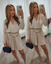 ENDLESS NIGHT SATIN BELTED MINI DRESS