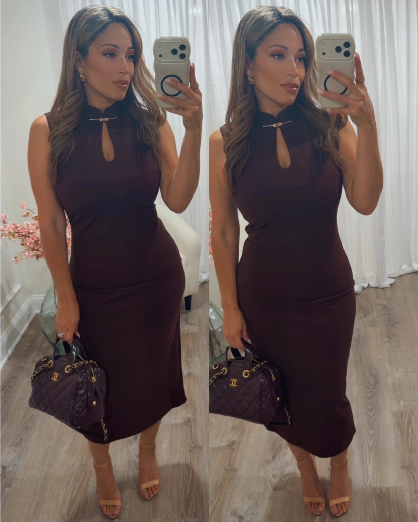 brown midi dress