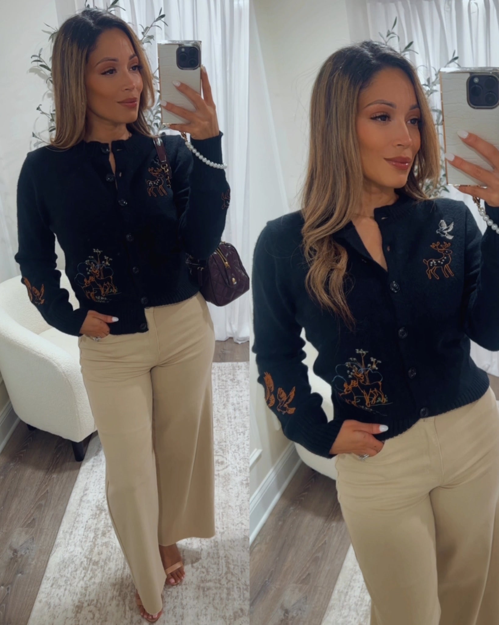 woman's navy knit cardigan 