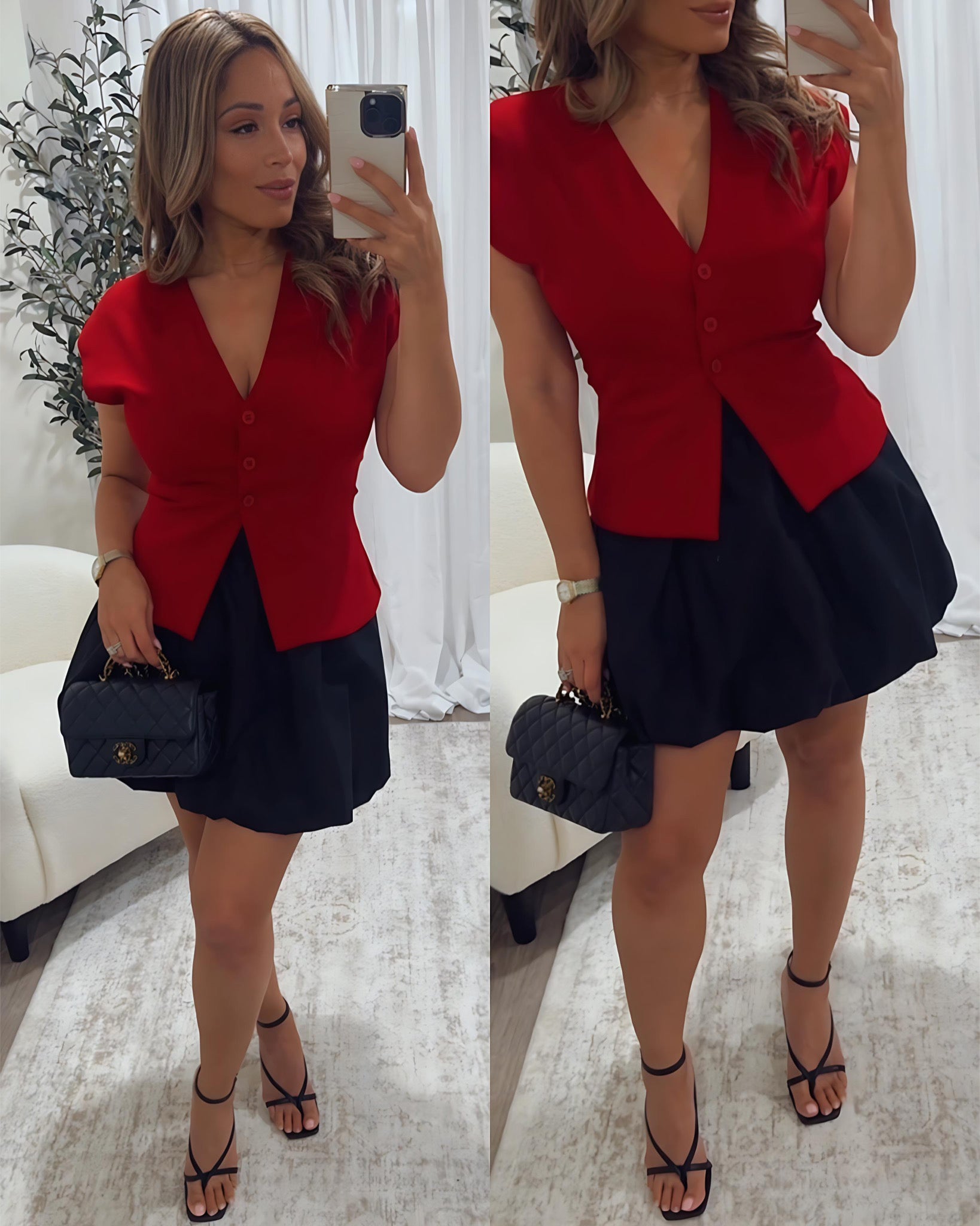 NIGHT CHARMER BUBBLE HEM SKIRT- BLACK