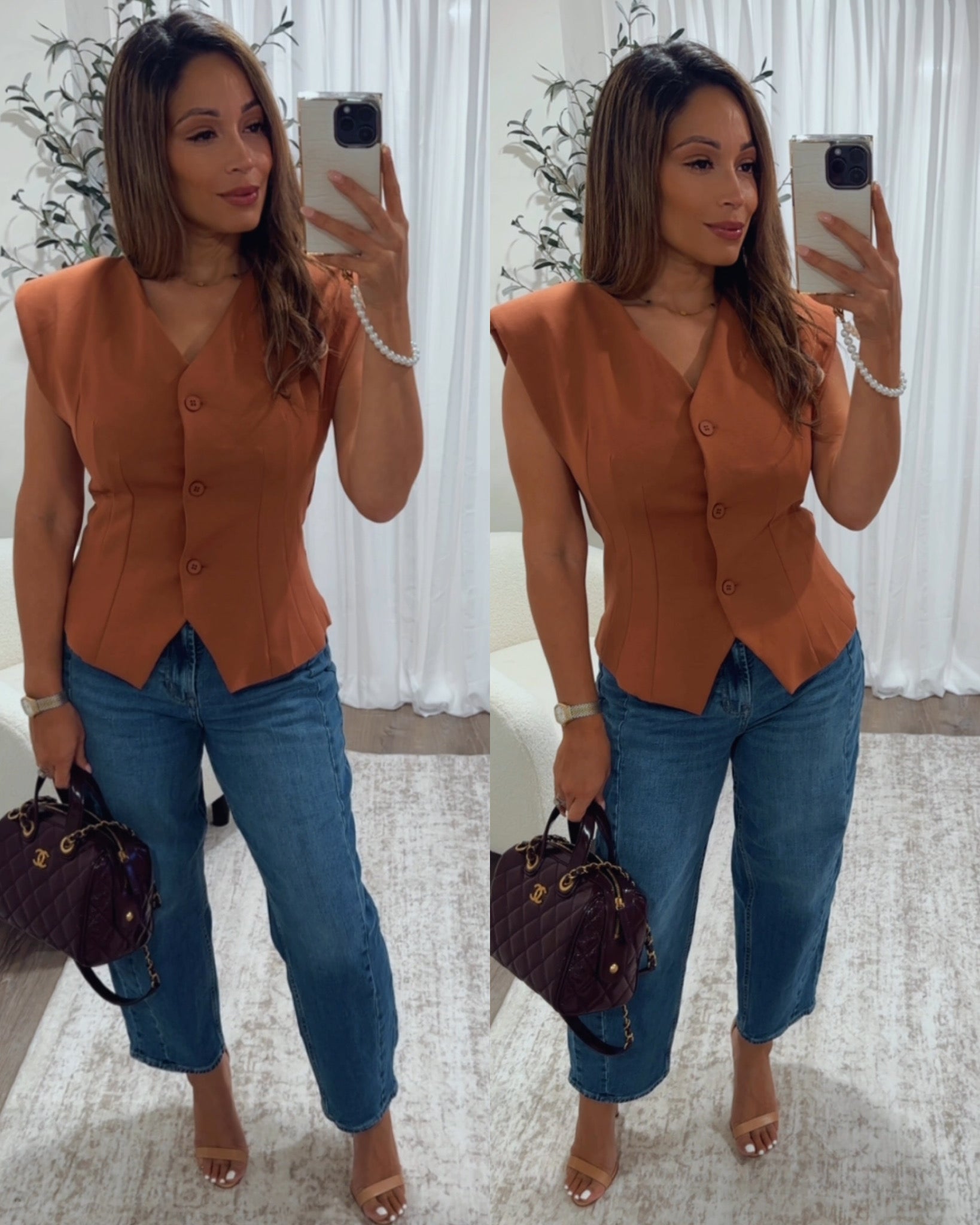 woman's V-neck knit vest top