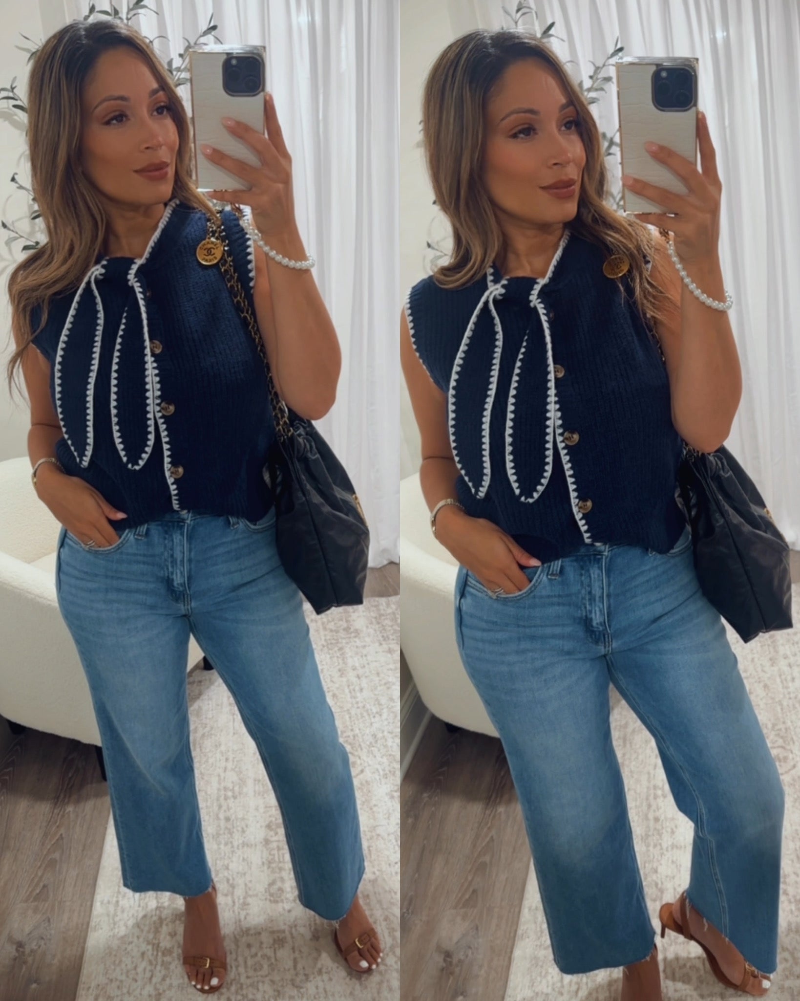 Woman's Navy Knit Knot Sweater Top