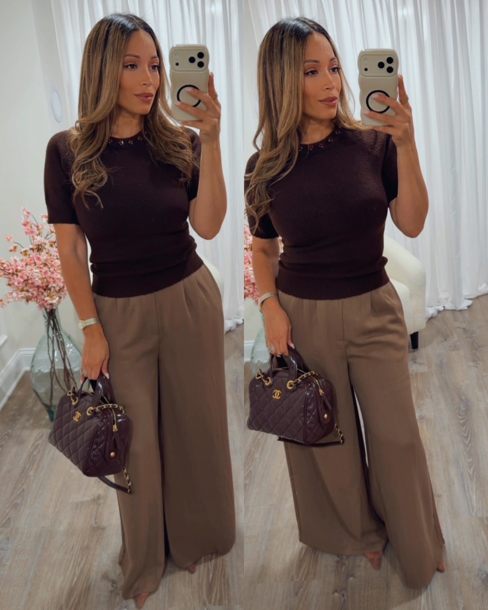 Wide-Leg Twin-Pleat Palazzo Trousers