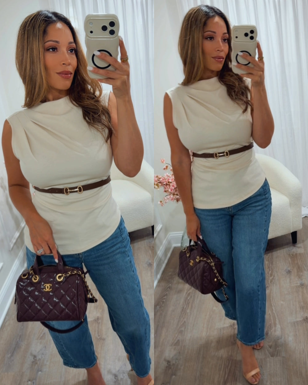 TENDER MUSE BELTED TOP-IVORY