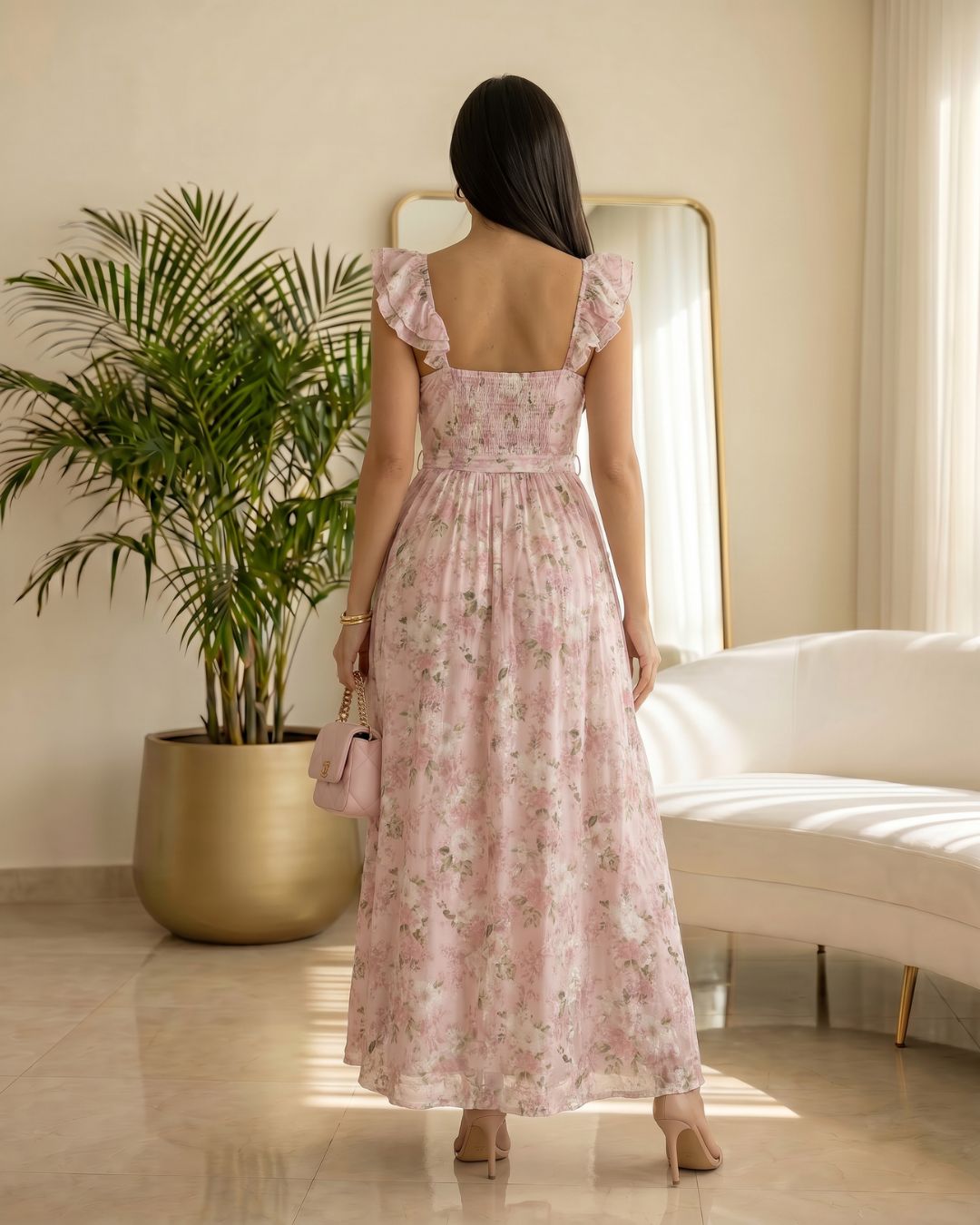 SUN GARDEN FLORAL CORSET MAXI DRESS