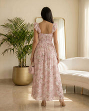 SUN GARDEN FLORAL CORSET MAXI DRESS