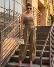 bandeau top and matching wide-leg pants
