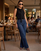 PUMPKIN SPICE SLEEVELESS TOP WITH SHAWL-BLACK