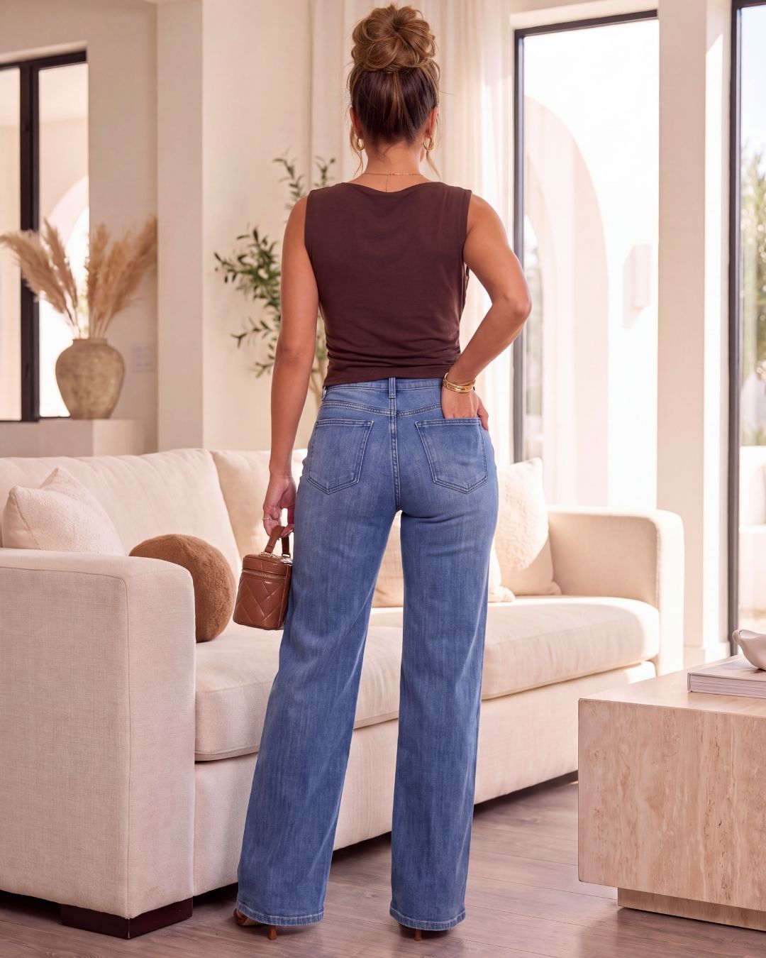 RISEN HIGH RISE WIDE LEG JEANS