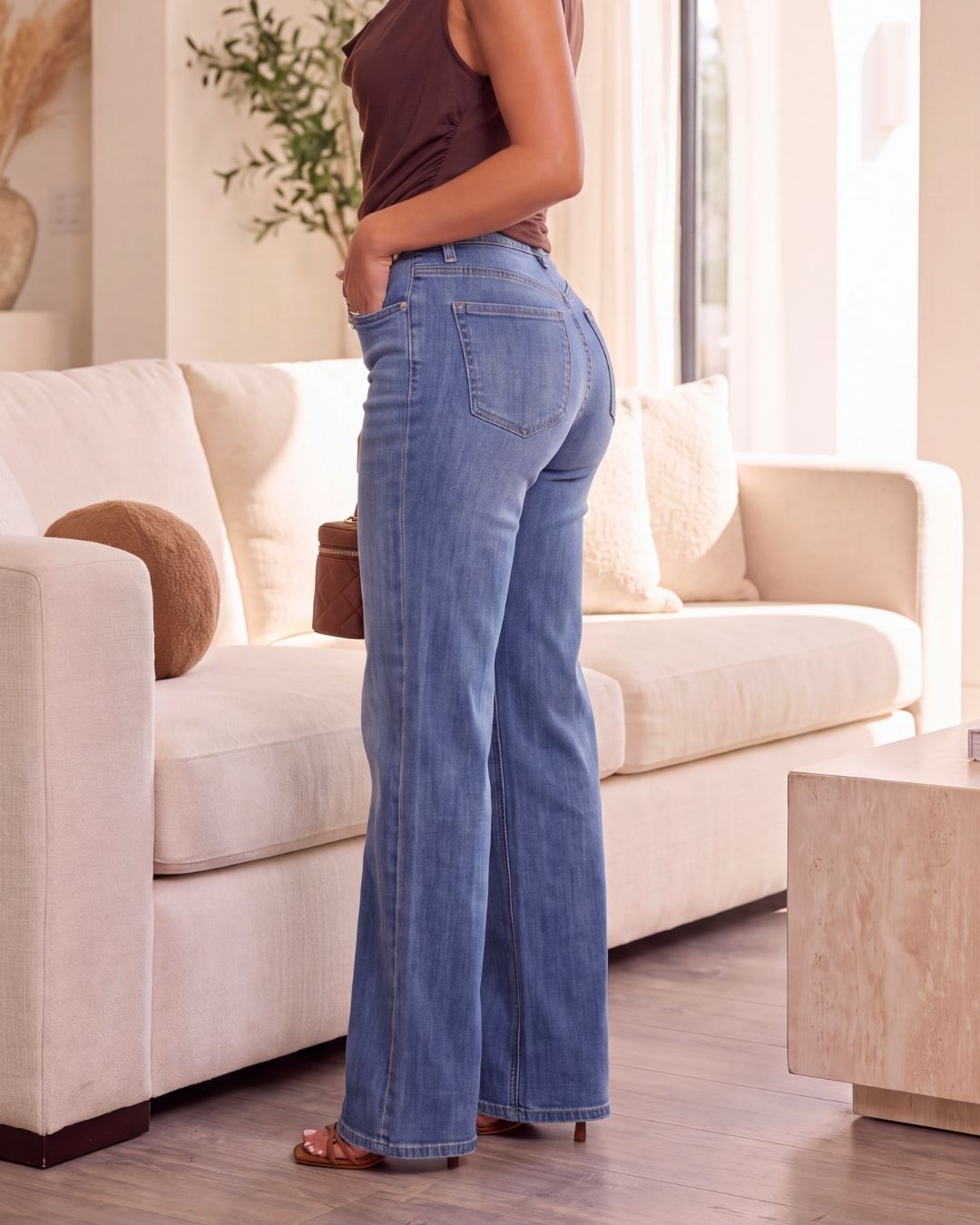 RISEN HIGH RISE WIDE LEG JEANS