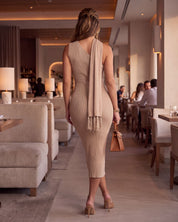EMILIA ONE SHOULDER SCARF MIDI DRESS-SHIPS 10/01