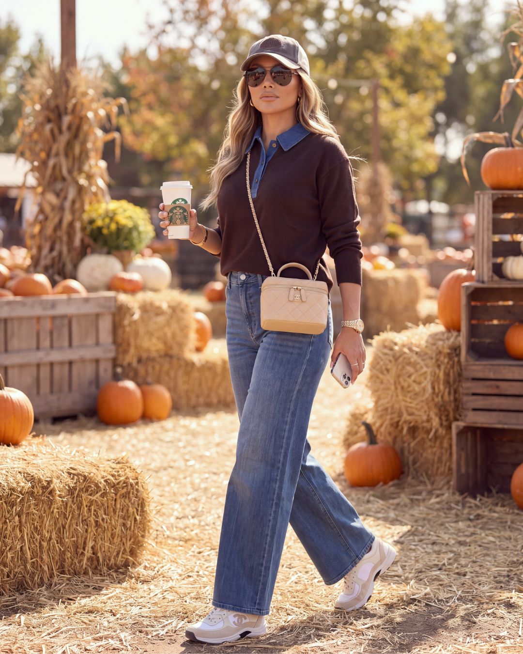 CONTRAST DENIM COLLAR PULLOVER