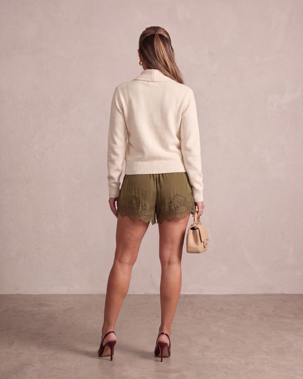 Olive lace shorts