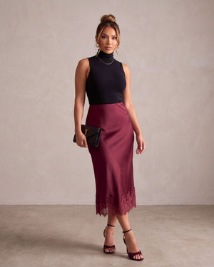 SATIN BURGUNDY SKIRT