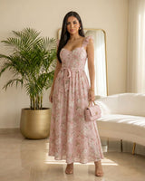 SUN GARDEN FLORAL CORSET MAXI DRESS