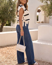 LIGHT BREEZE STRIPED SWEATER TOP