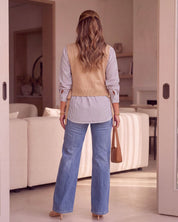 LAYERED SWEATER VEST STRIPE TOP