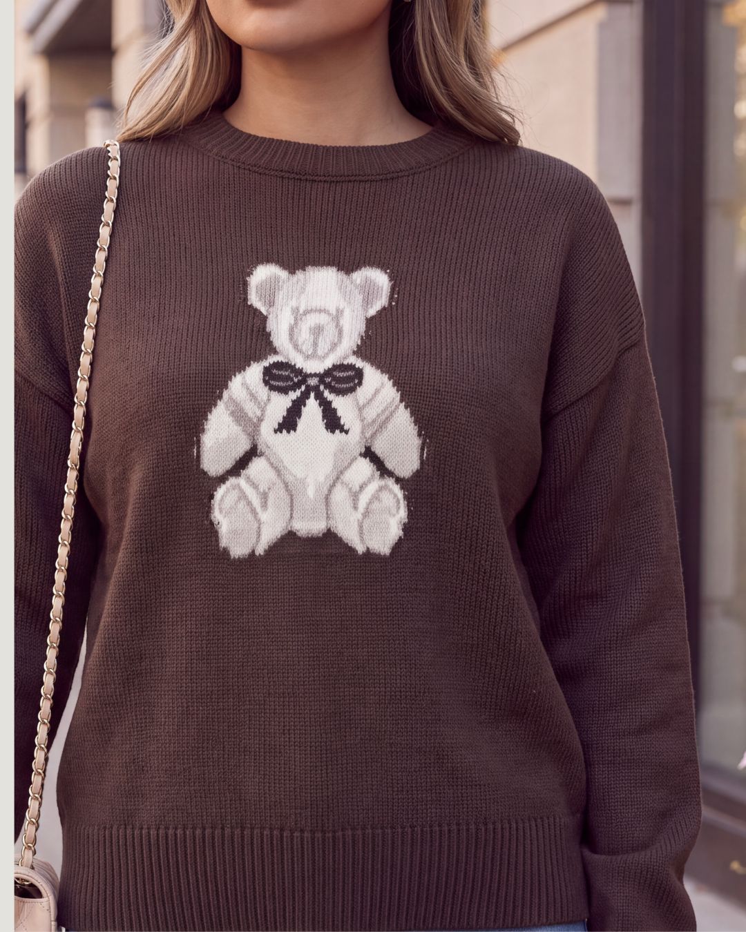TEDDY BOW GRAPHIC SWEATER