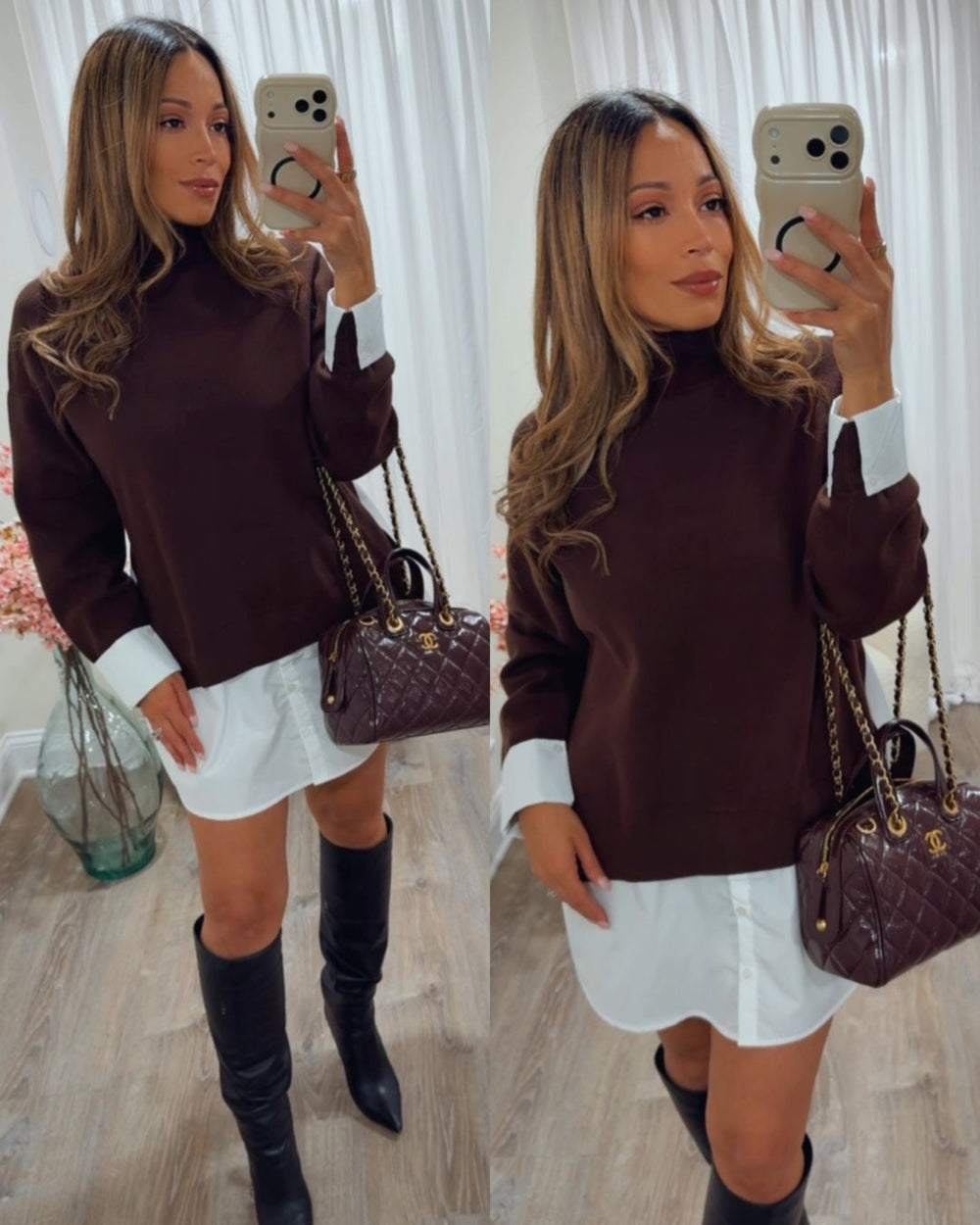 CARRIE CONTRAST SWEATER DRESS