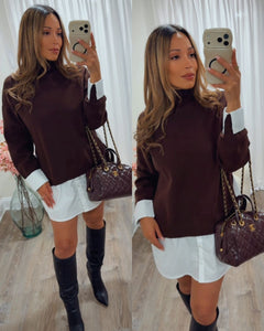 CARRIE CONTRAST SWEATER DRESS