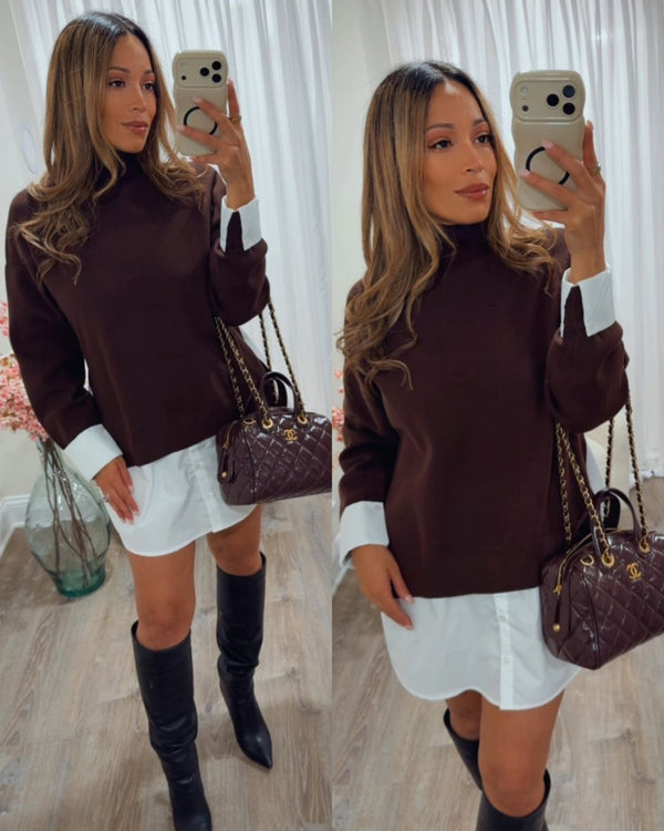 CARRIE CONTRAST SWEATER DRESS