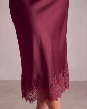 GABRIELA SATIN LACE MIDI SKIRT