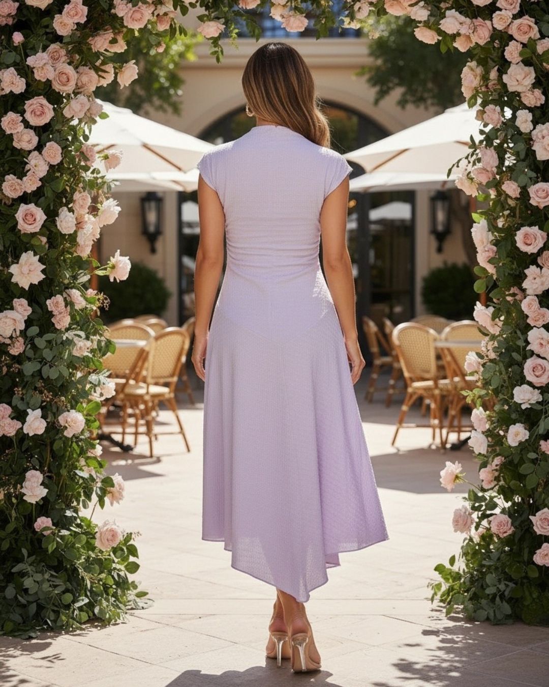 SOFT ECHOES LILAC MIDI DRESS