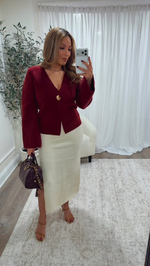 IVIE COZY CARDIGAN SWEATER- WINE