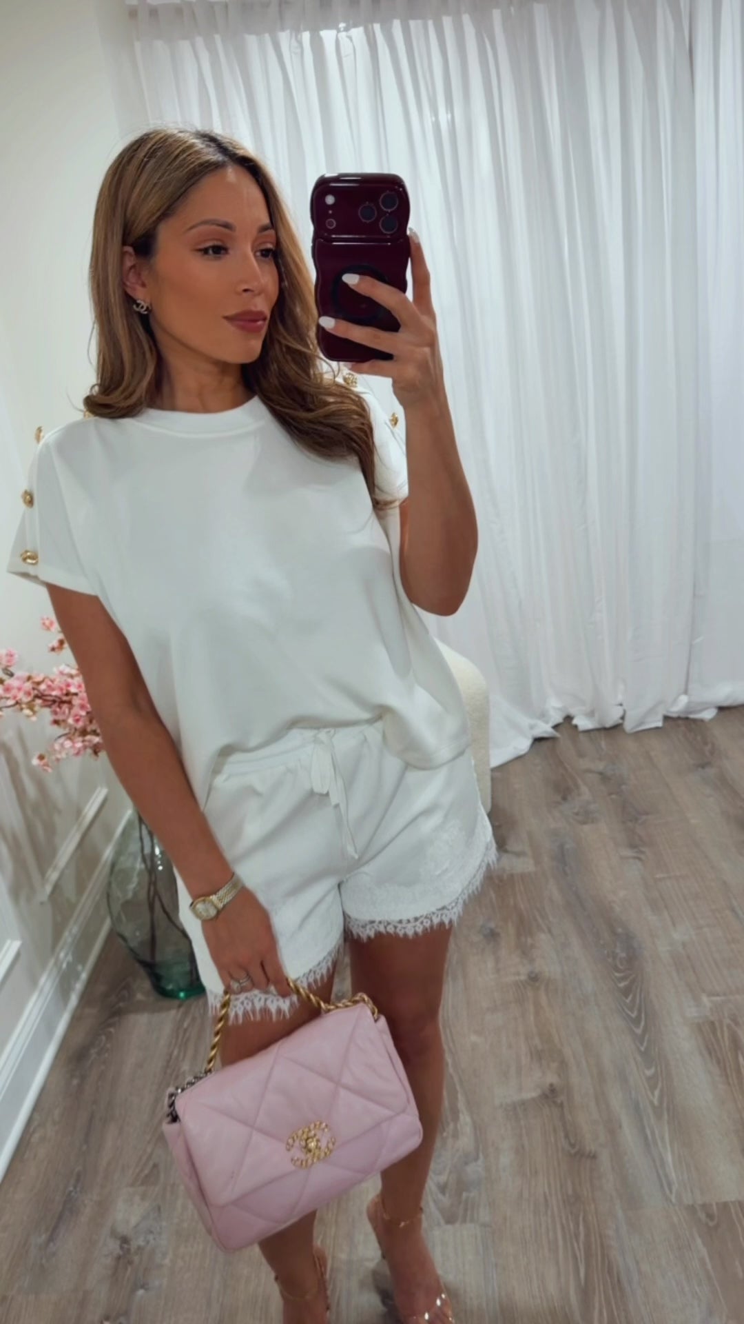 MEKI LUXE GOLD BUTTON SHOULDER KNIT TOP