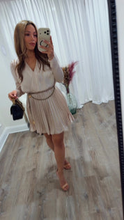 ENDLESS NIGHT SATIN BELTED MINI DRESS