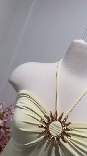 SUN GLOW HALTER KNIT TOP-BUTTER YELLOW