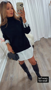 CARRIE CONTRAST SWEATER DRESS-SHIPS 9/21