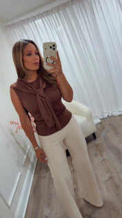 PUMPKIN SPICE SLEEVELESS TOP WITH SHAWL