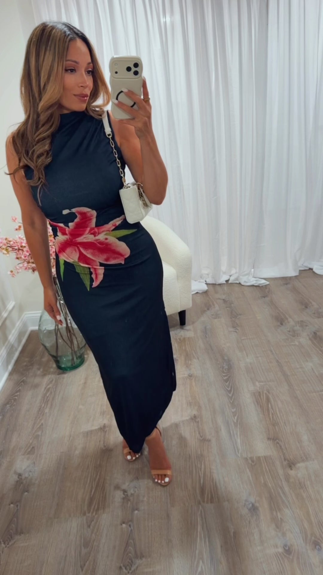 SUNSET SIPS FLORAL MIDI DRESS