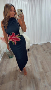 SUNSET SIPS FLORAL MIDI DRESS
