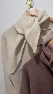 WINE NIGHT SCARF KNIT CARDIGAN-MOCHA